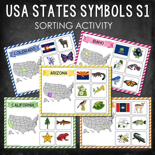 USA State Symbols Sorting Activity Set 1