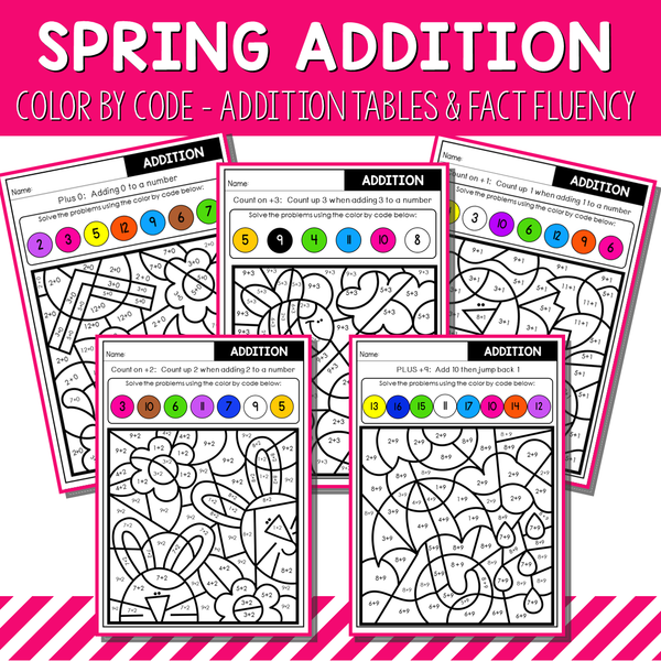 Color By Code Addition Tables and  Fact Fluency - Seasons Bundle