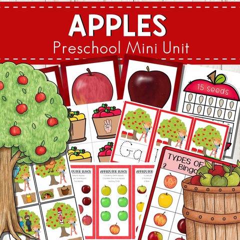Apple Themed Preschool Math & Literacy Centers