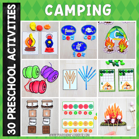 Camping Preschool Kindergarten Unit - Math and Literacy Centers