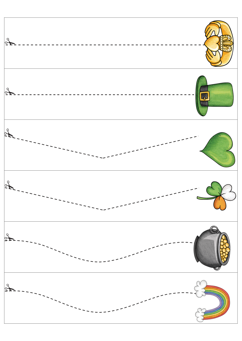 St. Patrick's Day Scissor Skills Cutting Strips