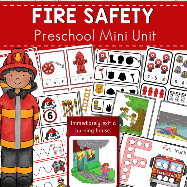 Fire Prevention Safety Preschool Math and Literacy Centers