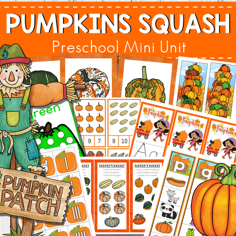 Pumpkins Squash Themed Preschool Math and Literacy Center