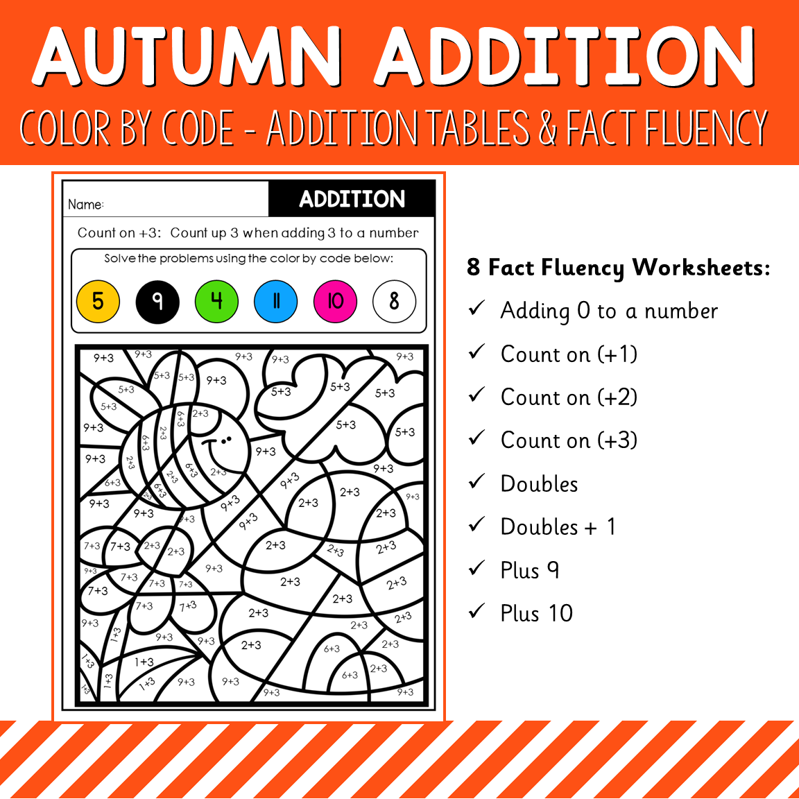 Color By Code Addition Tables and  Fact Fluency - Seasons Bundle