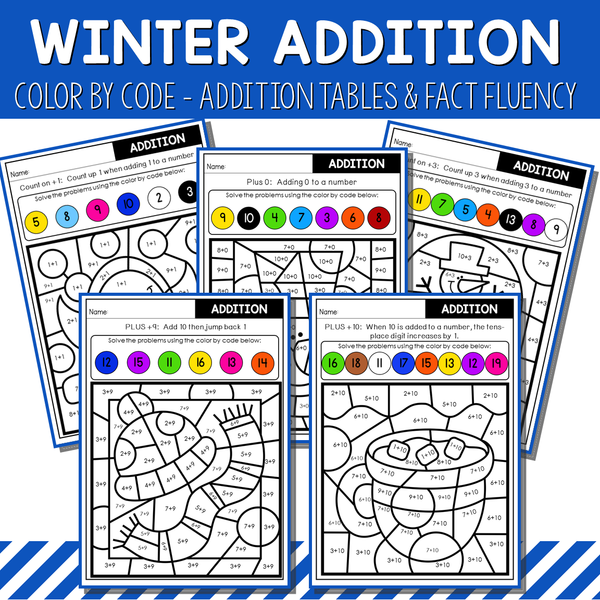 Color By Code Addition Tables and  Fact Fluency - Seasons Bundle