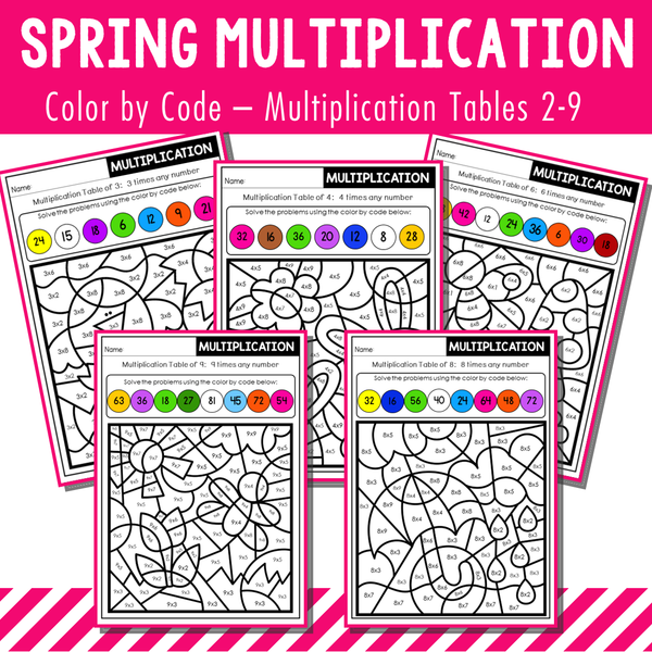 Color By Code Multiplication Tables 2 to 9 - Seasons Bundle