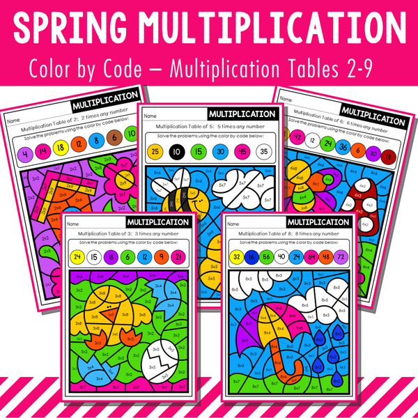 Color By Code Multiplication Tables 2 to 9 - Seasons Bundle