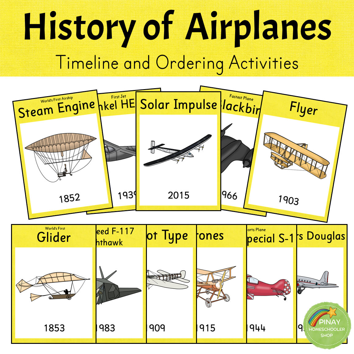 History of Airplanes - Timeline and Ordering Activities