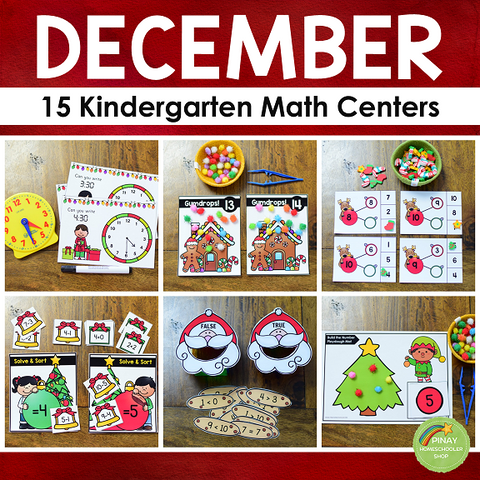 Kindergarten Math Centers - DECEMBER