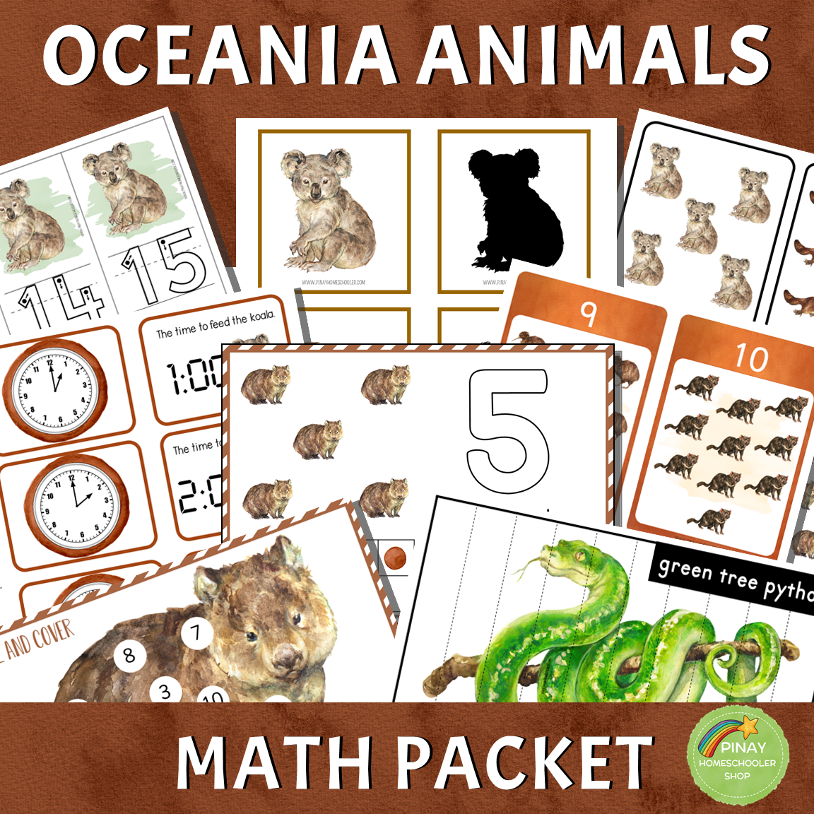 Oceania Australia Animals Math Packet