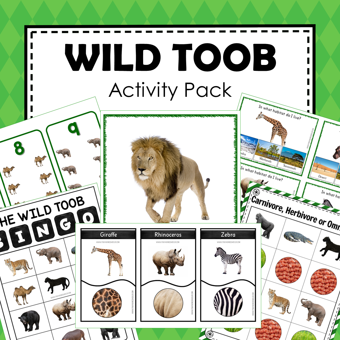 Safari Toob Wild Animals Preschool Kindergarten Learning Pack