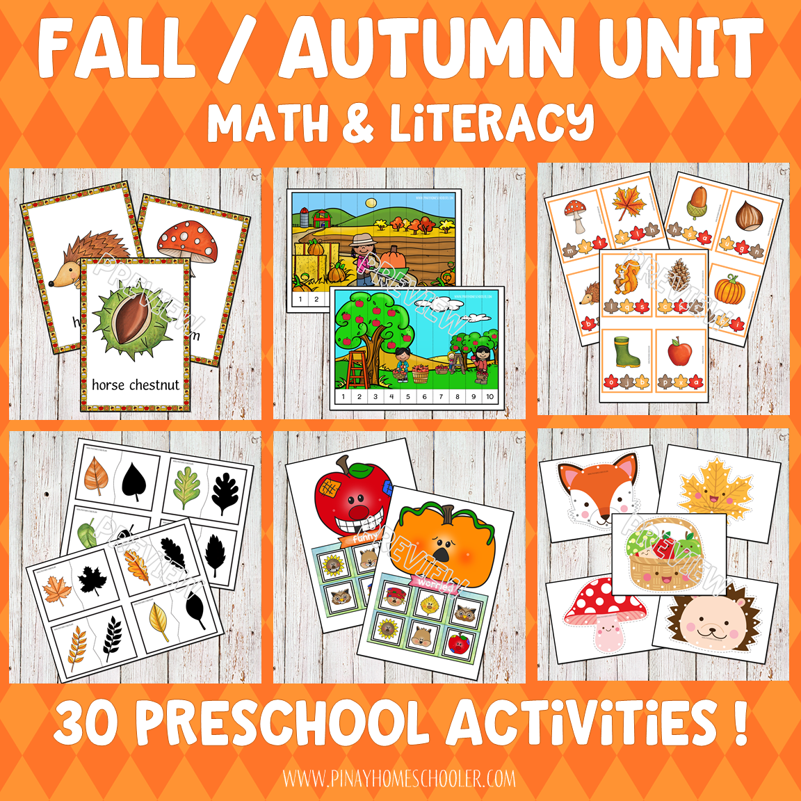 Fall Autumn Preschool Math and Literacy Pack
