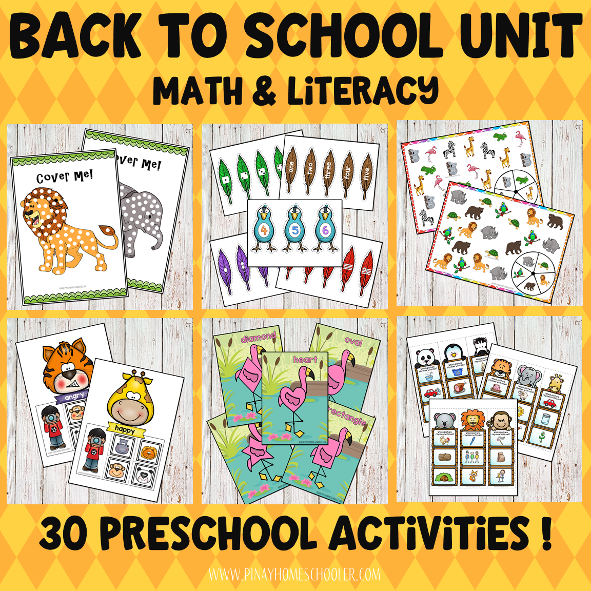 Back to School Preschool Math and Literacy Pack
