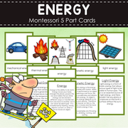 Forms of Energy Montessori Cards - Mechanical, Light, Thermal, Sound
