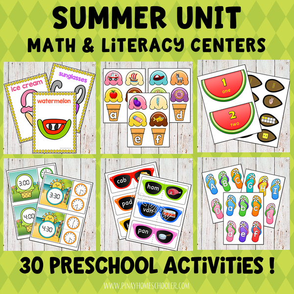 Summer Preschool Math and Literacy Pack