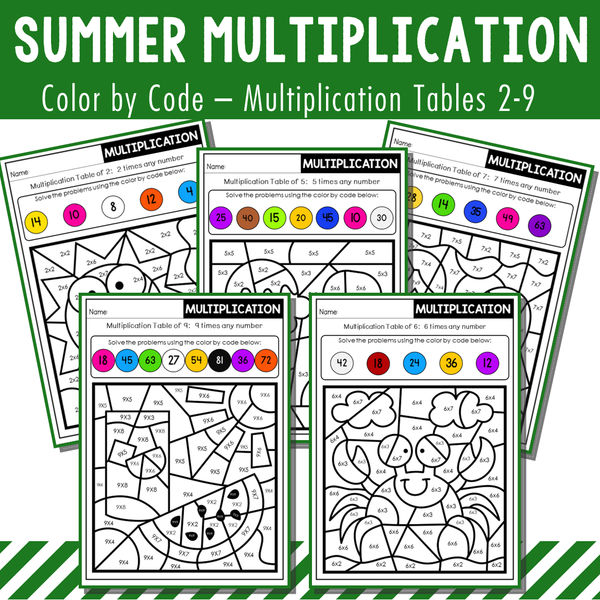 Color By Code Multiplication Tables 2 to 9 - Seasons Bundle