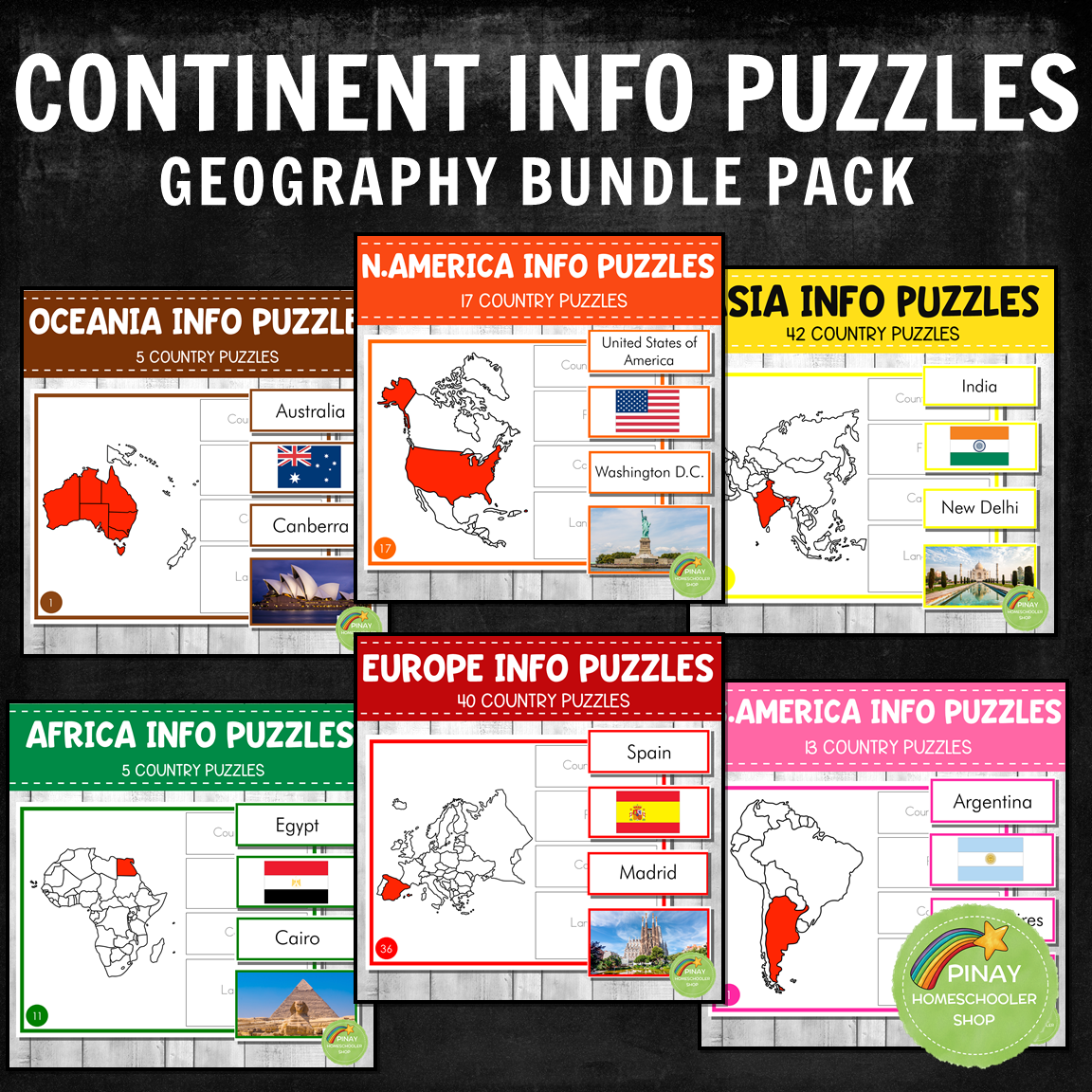 Continent Information Puzzles BUNDLE Pack