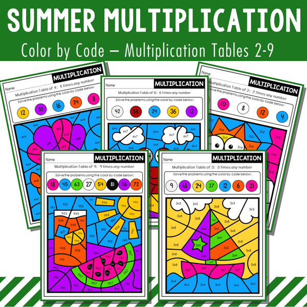 Color By Code Multiplication Tables 2 to 9 - Seasons Bundle