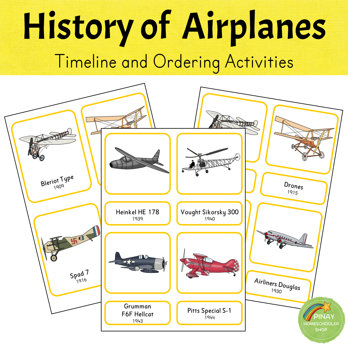 History of Airplanes - Timeline and Ordering Activities