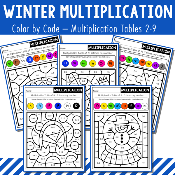 Color By Code Multiplication Tables 2 to 9 - Seasons Bundle