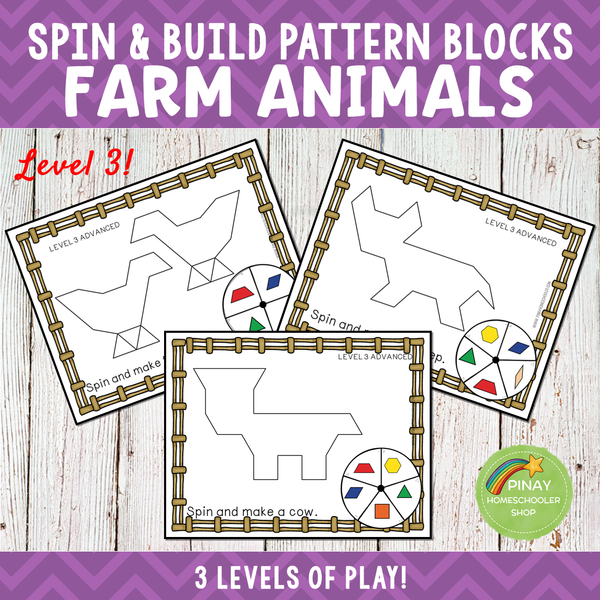 Farm Animals Pattern Blocks Spin and Build