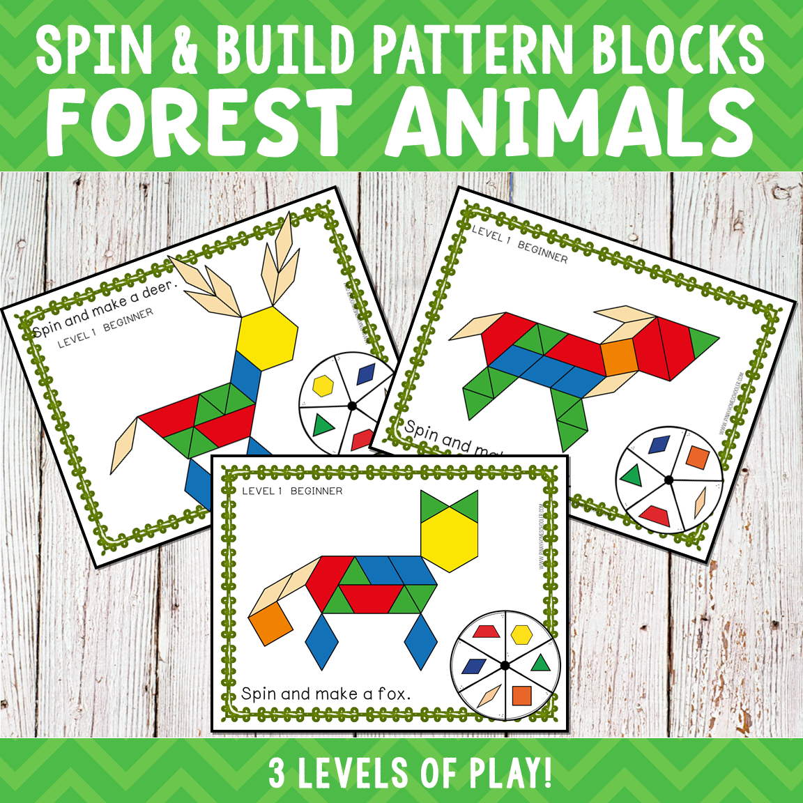 Forest Animals Pattern Blocks Spin and Build