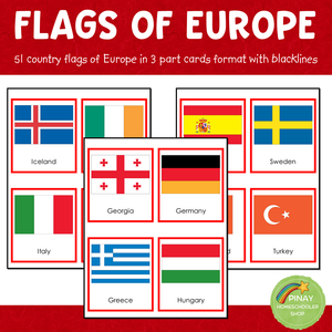 Montessori Europe 3 Part Card Flags and Blackline Masters