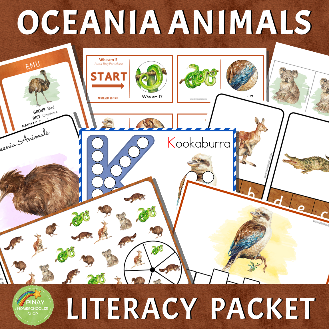 Oceania Australia Animals Literacy Packet