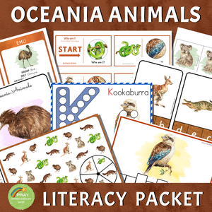 Oceania Australia Animals Literacy Packet