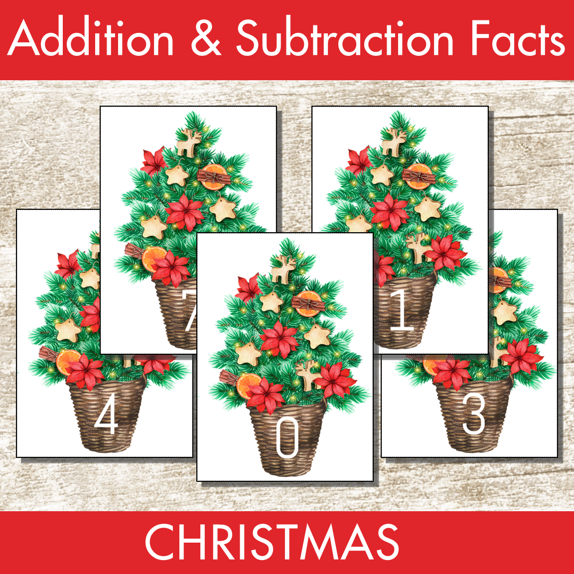 Christmas Addition and Subtraction Facts Fluency 1-12 Center