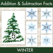 Winter Addition and Subtraction Facts Fluency 1-12 Center