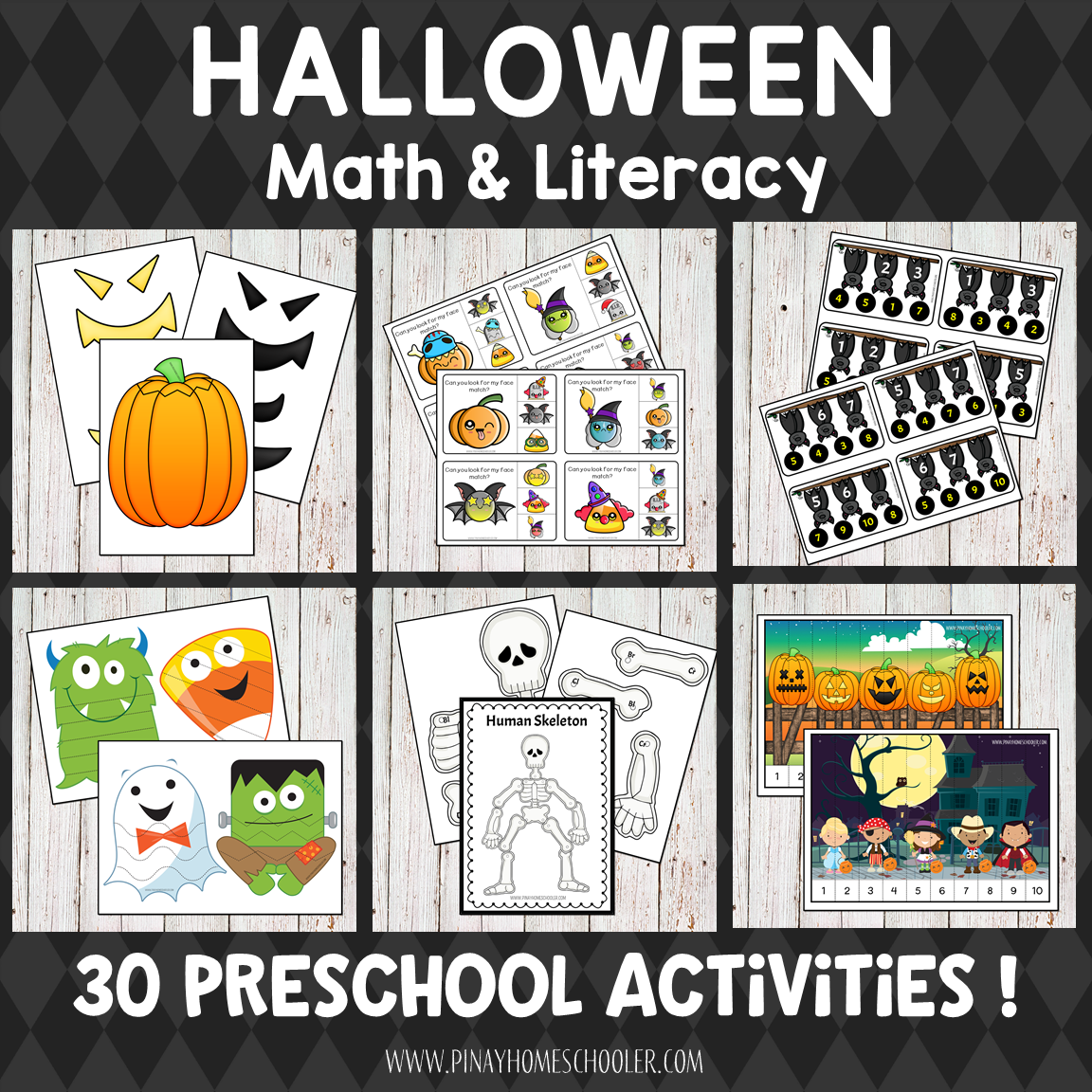 Halloween Preschool Math and Literacy Pack