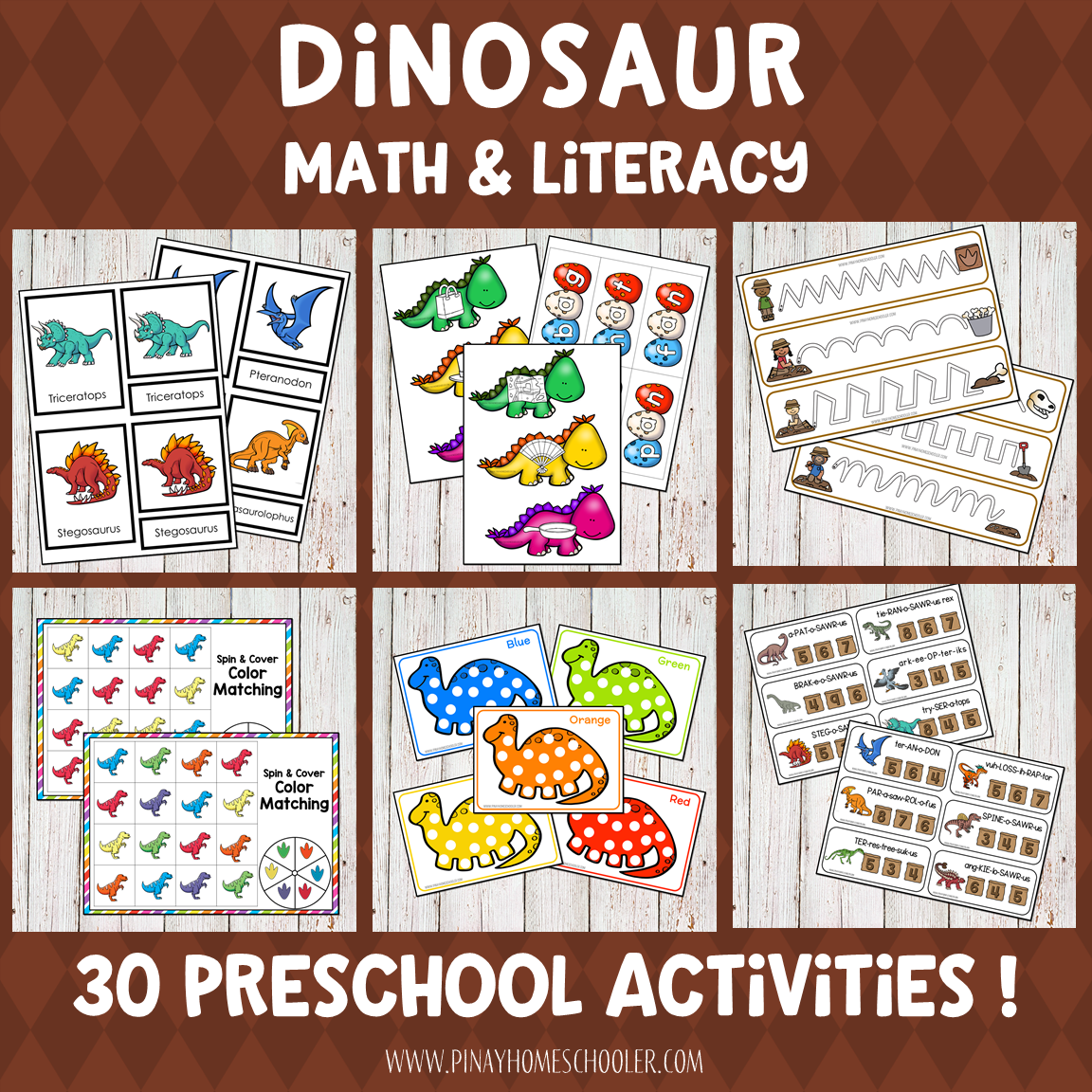 Dinosaur Preschool/ Kindergarten Unit - Math and Literacy Centers