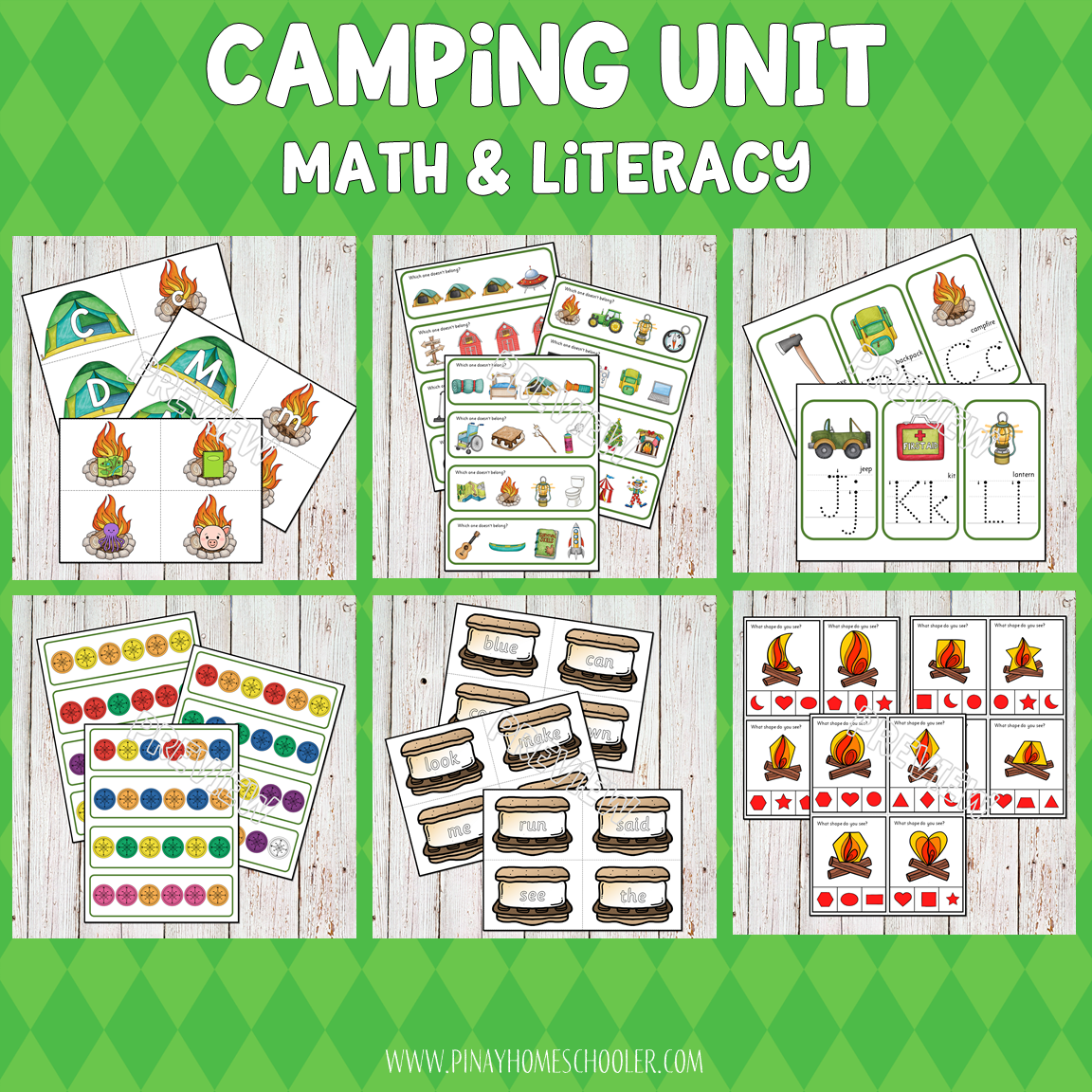 Camping Preschool Kindergarten Unit - Math and Literacy Centers
