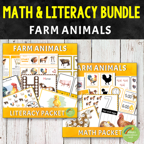 Montessori Farm Animals Math and Literacy Bundle Pack