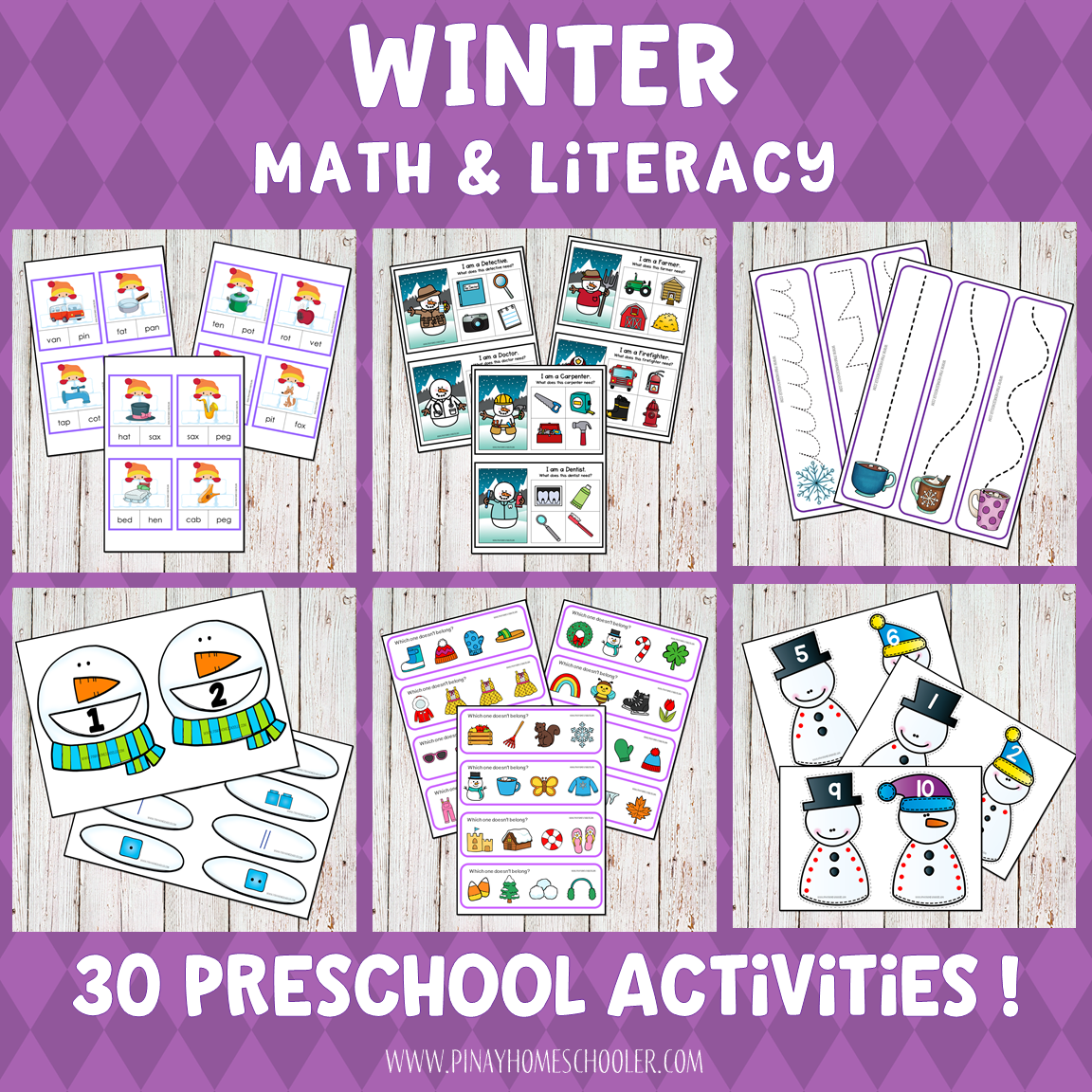 Winter Preschool Math and Literacy Pack