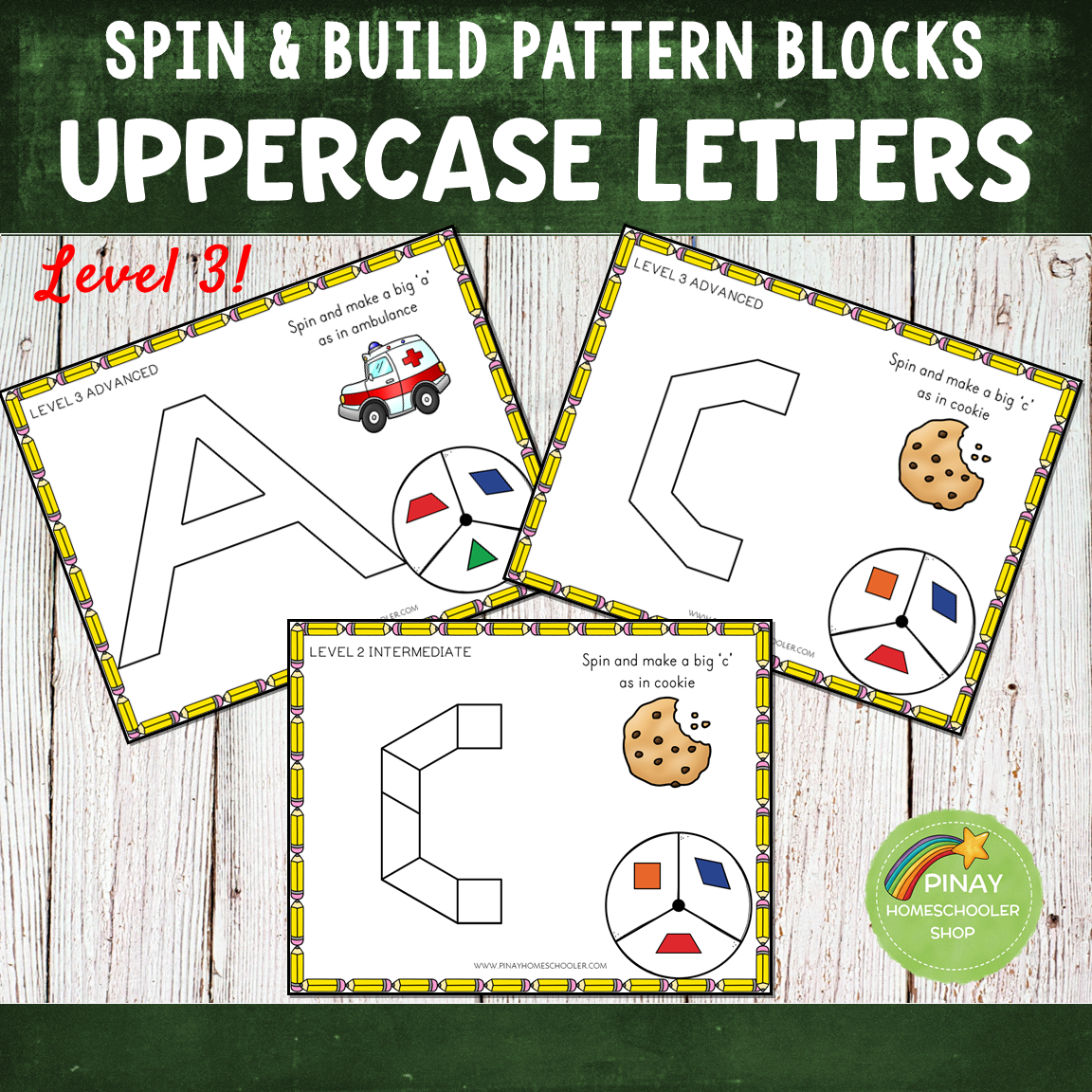 Uppercase Letters Pattern Blocks Spin and Build