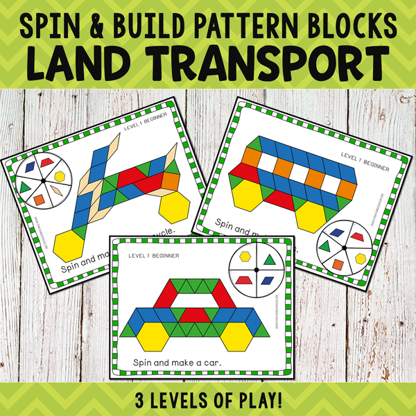 Land Transportation Pattern Blocks Spin and Build