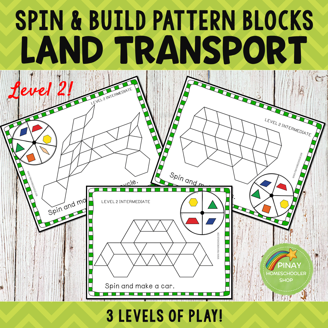 Land Transportation Pattern Blocks Spin and Build