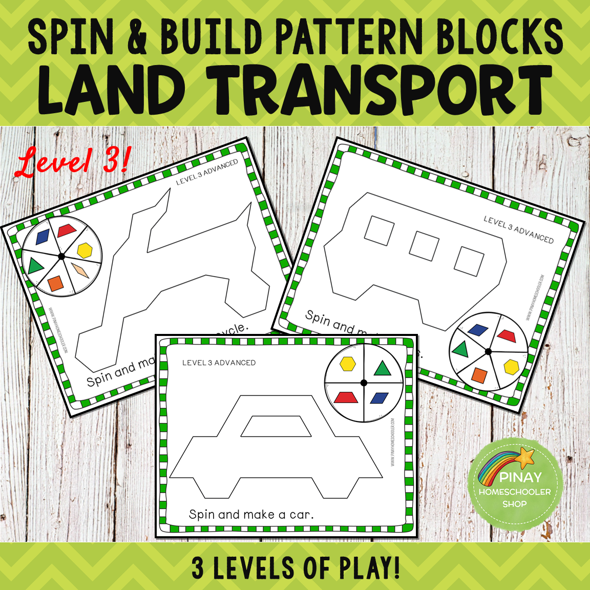 Land Transportation Pattern Blocks Spin and Build