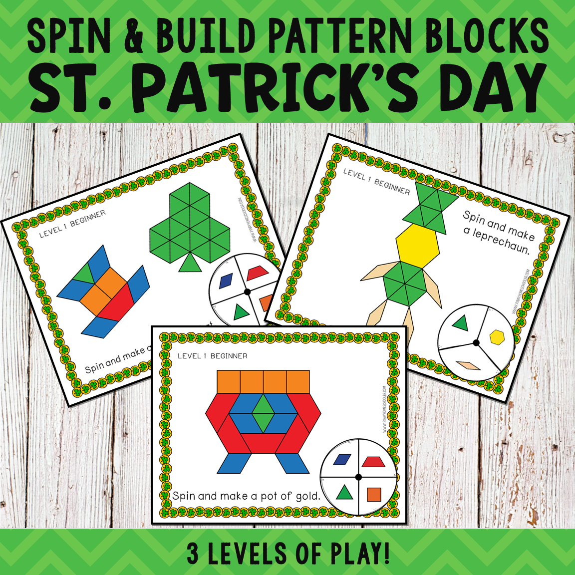 St. Patrick's Day Pattern Blocks Spin and Build