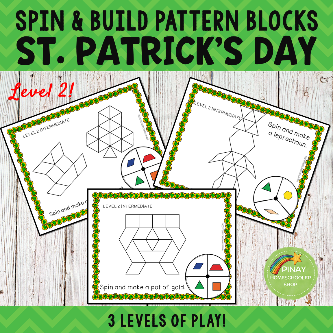 St. Patrick's Day Pattern Blocks Spin and Build