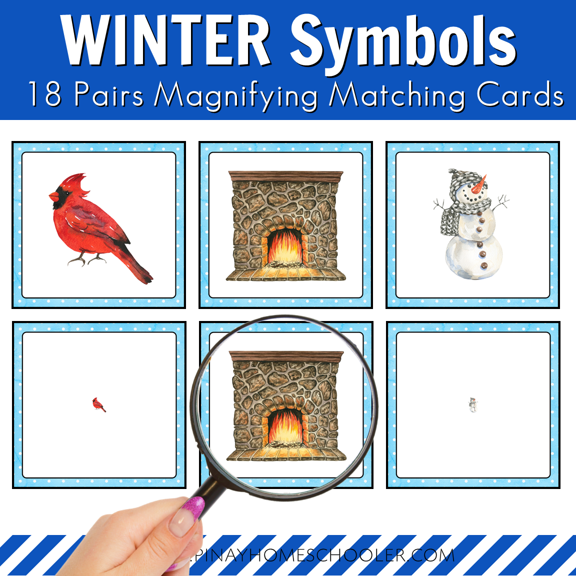 Winter Magnifying Matching Activity Cards