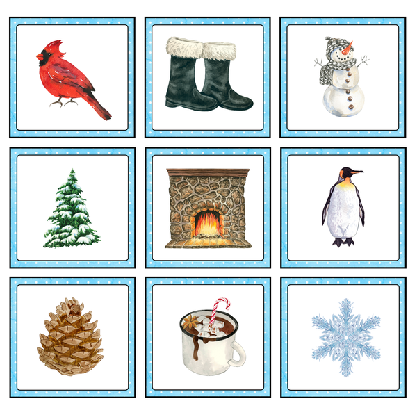 Winter Magnifying Matching Activity Cards