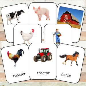 Montessori Down on the Farm Toob 3 Part Cards