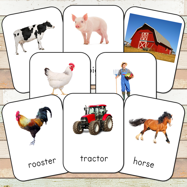 Montessori Down on the Farm Toob 3 Part Cards