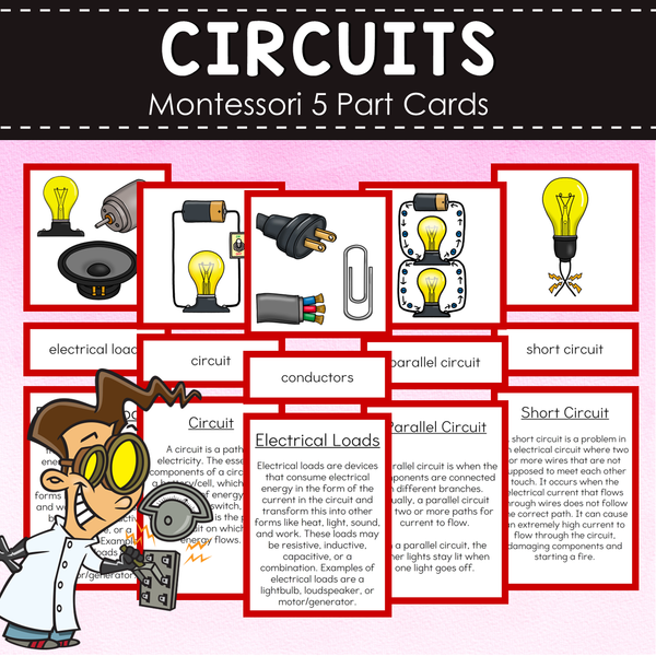 Circuits  Montessori Cards - Parallel, Series Circuits, Conductors, Insulators