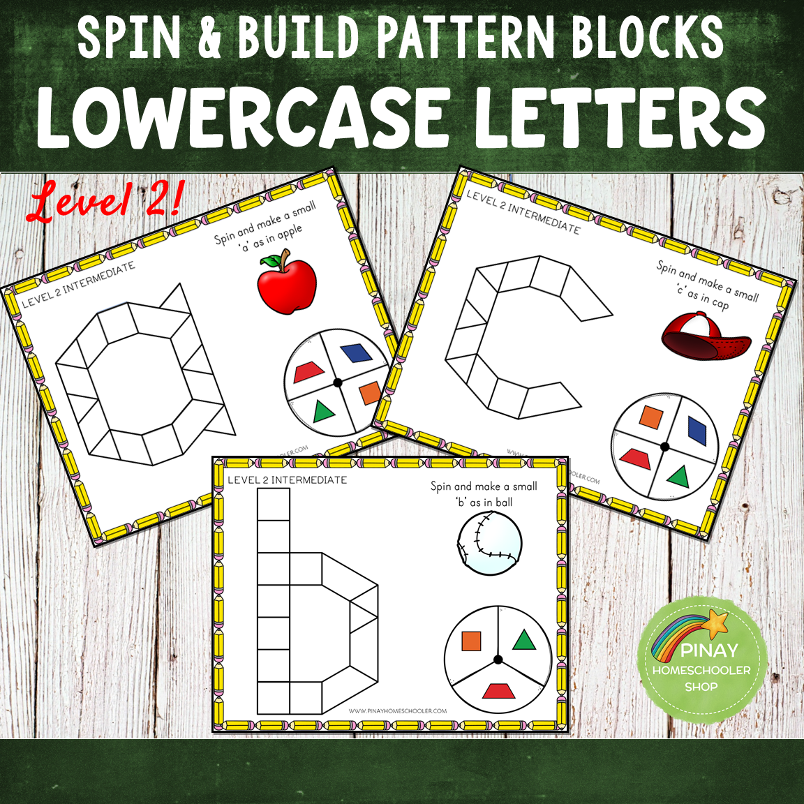 Lowercase Letters Pattern Blocks Spin and Build