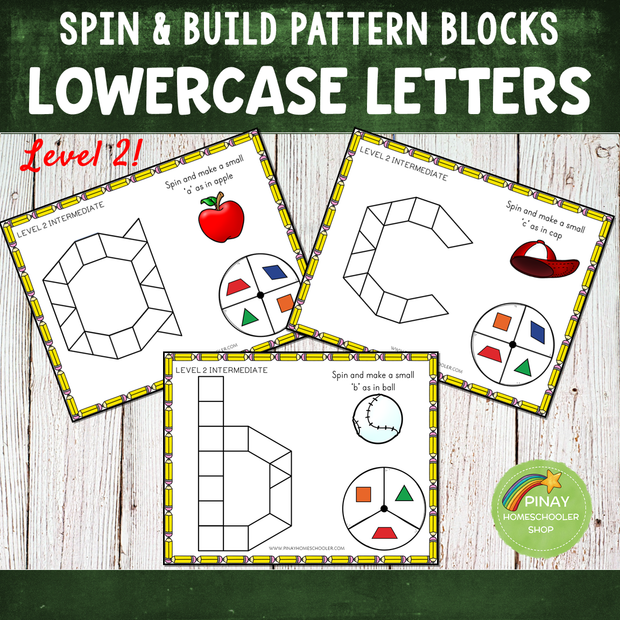 Lowercase Letters Pattern Blocks Spin and Build – Pinay Homeschooler Shop