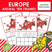 Europe Animals Ten Frames Count and Write Activities